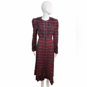 Sarah Elizabeth Red and Green Plaid Long Sleeve Dress